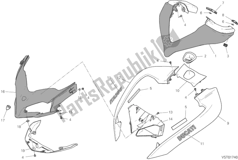 Tutte le parti per il Cuffia del Ducati Multistrada 1260 S Touring USA 2019